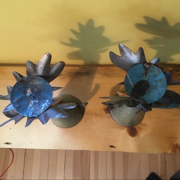 Rustic candleholders reclaimed oil drums unique - Picture 3 of 8